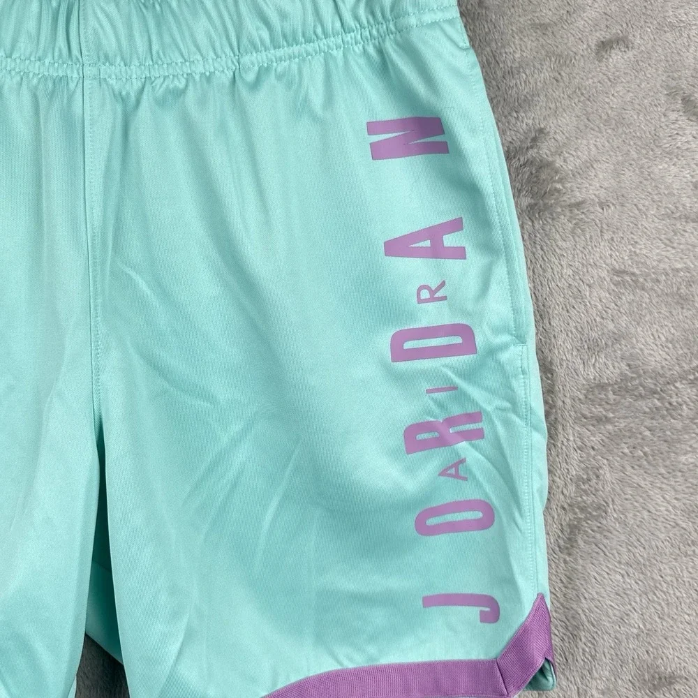 Jordan Jumpman Graphic Knit Shorts Mens M Standard Fit Blue w/‎ Purple Logo 7